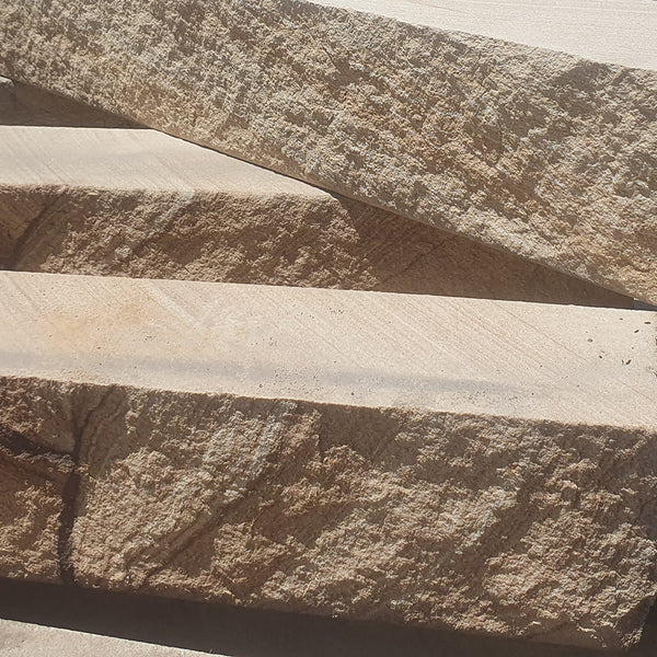 Australian Sandstone Hydrasplit Blocks - 600mm-900mm Long x 100-130mm Wide - 150mm High - 1st Quality (Price per Lineal Metre)