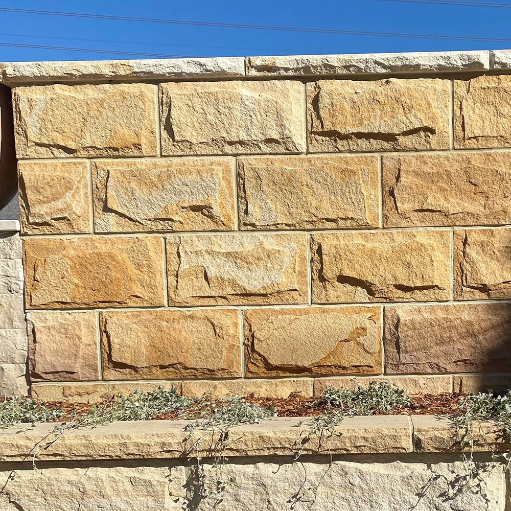 Australian Sandstone Rockface Cladding - 400x200x30mm - 1st Quality - Complete Wall - Available at Simon's Seconds