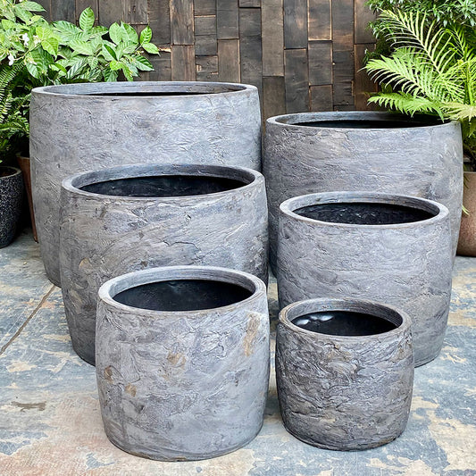 Modstone Storm Cylinder Pot - Grey Pietra - Planter - Available at Simons Seconds
