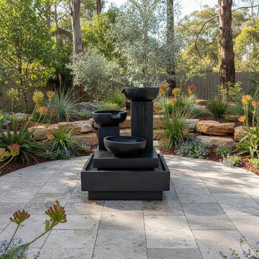 Trio Cascading Fountain - Charcoal