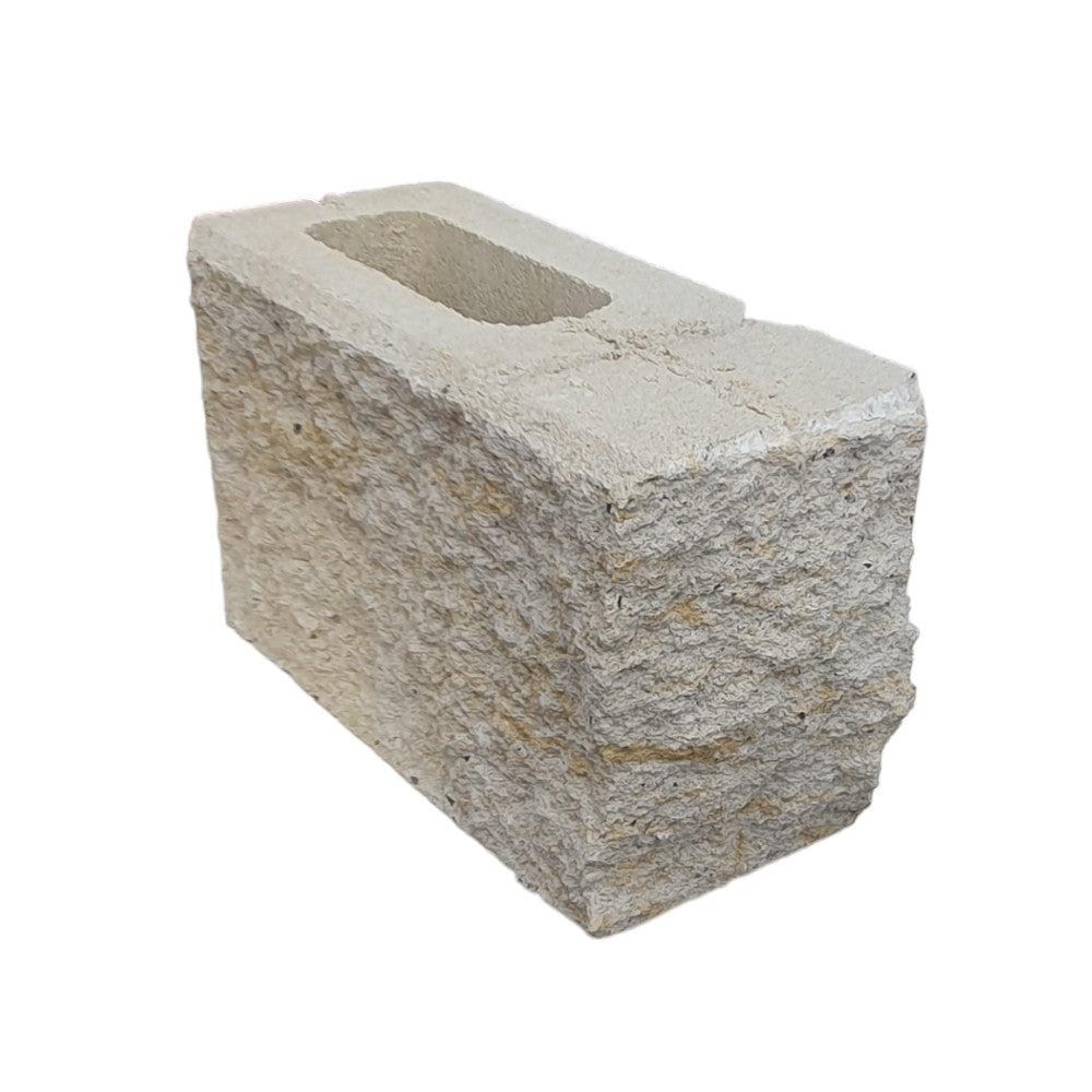 Tasman Dry Stack Full Corner Block LEFT - Yellow Rock - 1st Quality - Available at Simon's Seconds