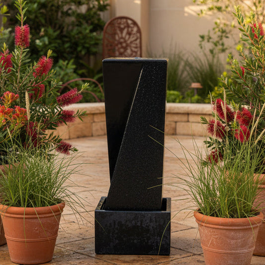 Column Fountain Water Feature - Black Was $450 Now $200
