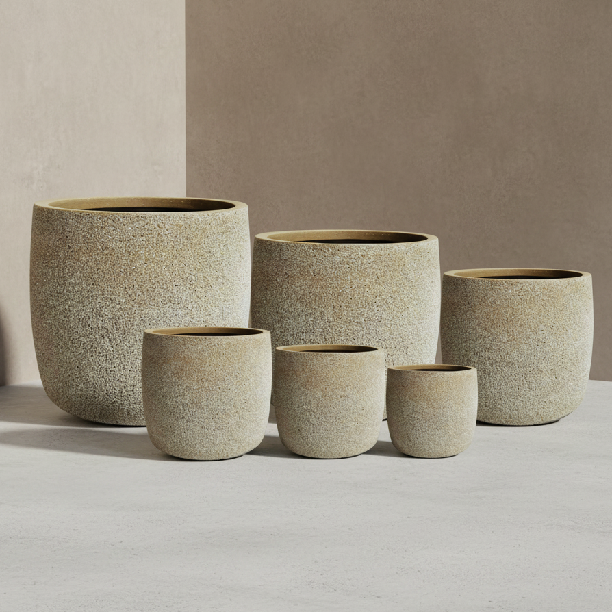 Modstone Storm Cylinder Pot - Lava Beige
