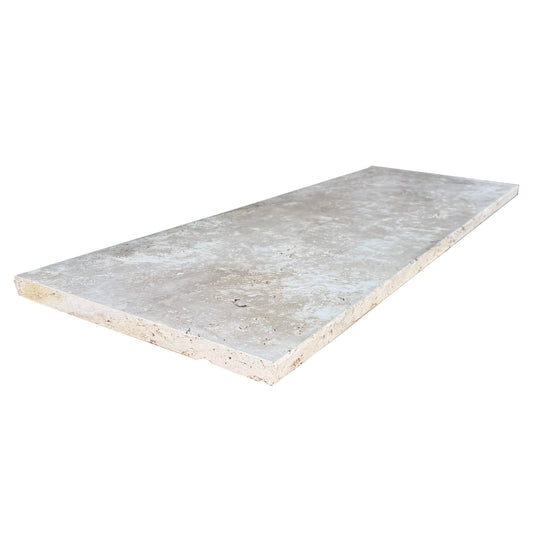 Classic Travertine 1220x406x30mm Natural Stone Pencil Edge Step Tread - 1st Quality