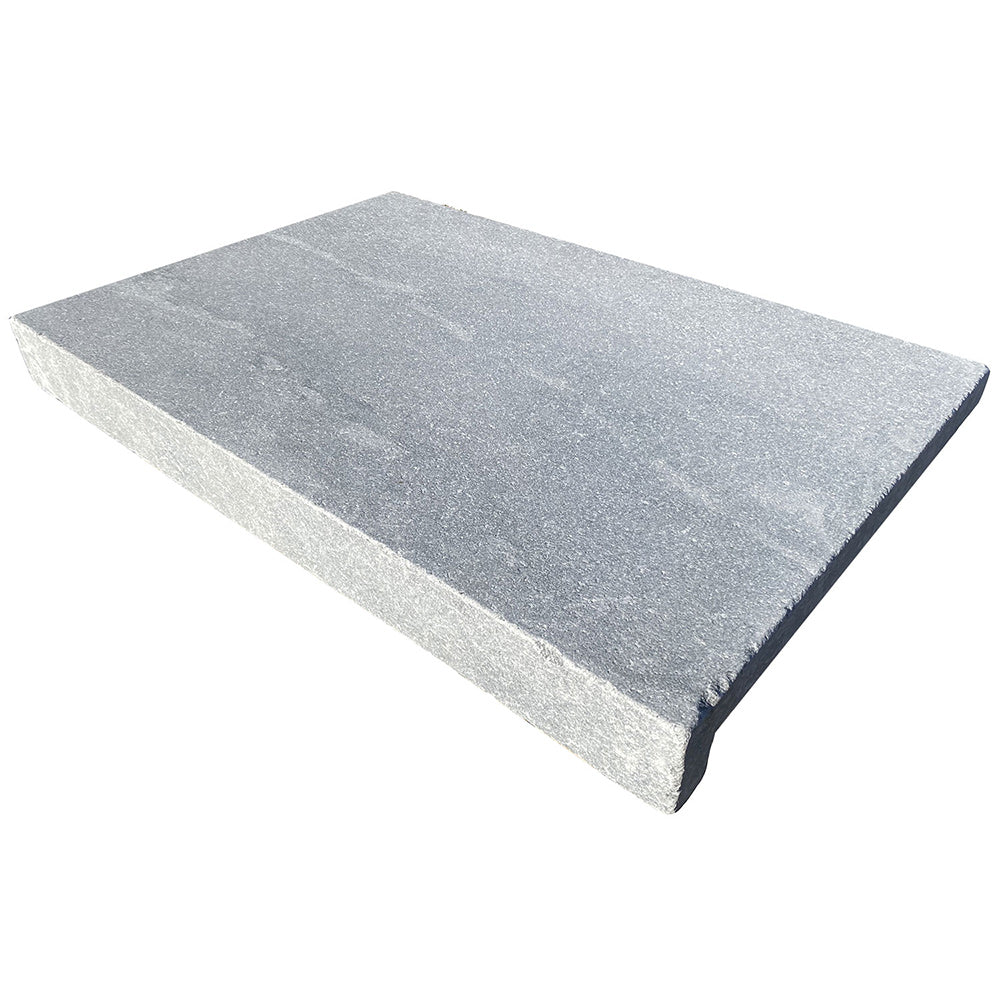 Argento Sandblasted Tumbled Limestone 600x400x30/60mm Drop Nose Coping - 1st Quality - Single Piece - Available at Simon's Seconds