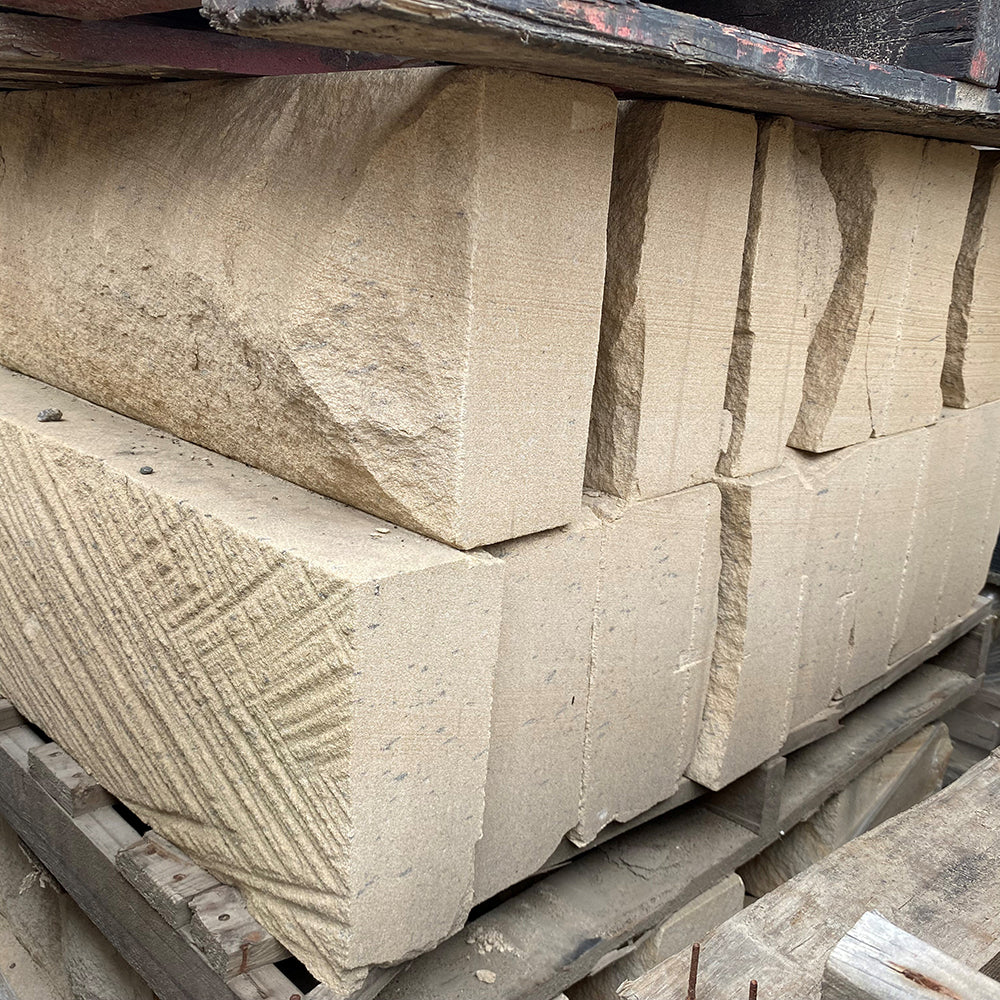 Australian Sandstone Hydrasplit Blocks - 900mm Long x 100-130mm Wide - 300mm High - 1st Quality - Pallet pic - Available at Simon's Seconds