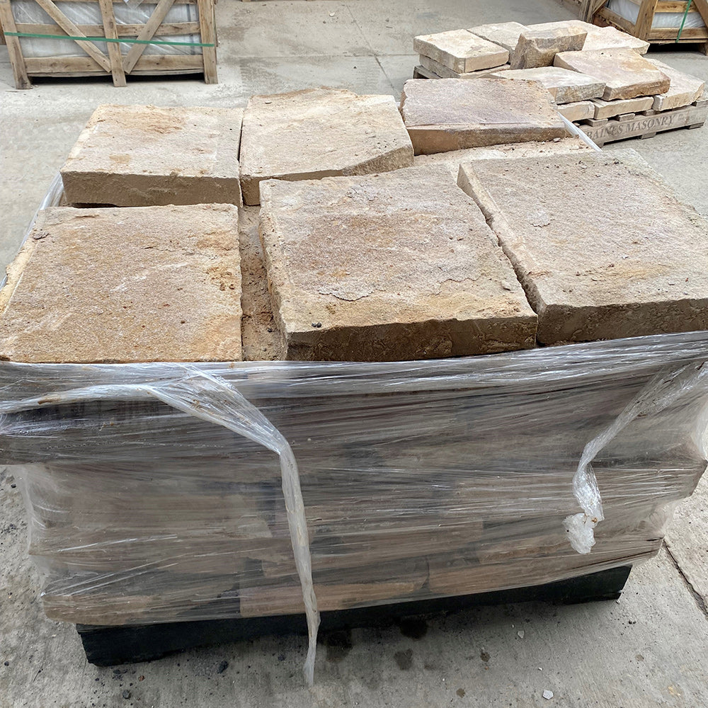 Australian Sandstone Handsplit Random Flagging - 50-100mm Thick - Sold per m2 only -1st Quality - Pallet picture - Available at Simons Seconds