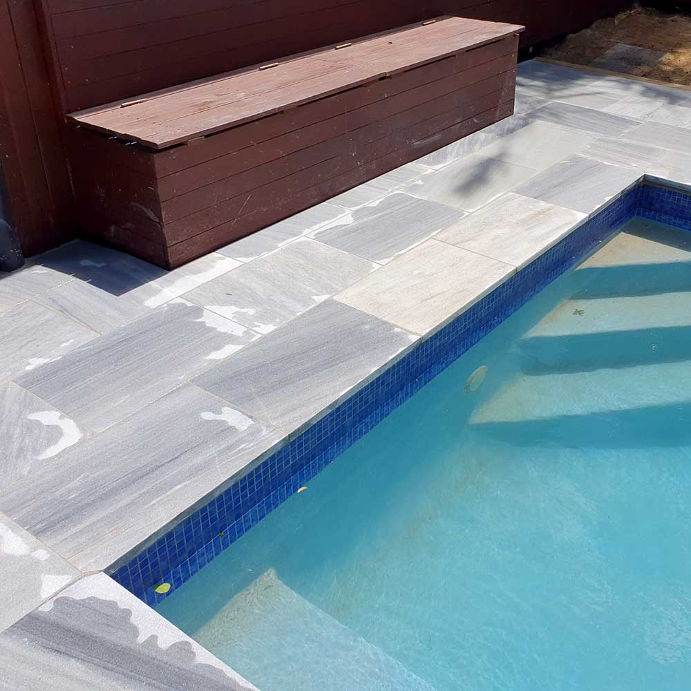 Blue Sky Limestone 400x400x30/60mm Drop Nose Coping - 1st Quality - Swimming Pool Coping - Available at Simon's Seconds