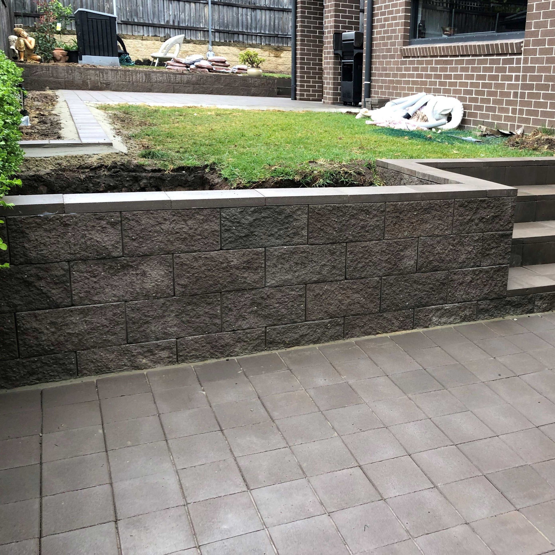 Easy Pave 190mm Concrete Pavers - Bush Rock - 1st Quality - Laid with Splitface Blocks - Available at Simon's Seconds