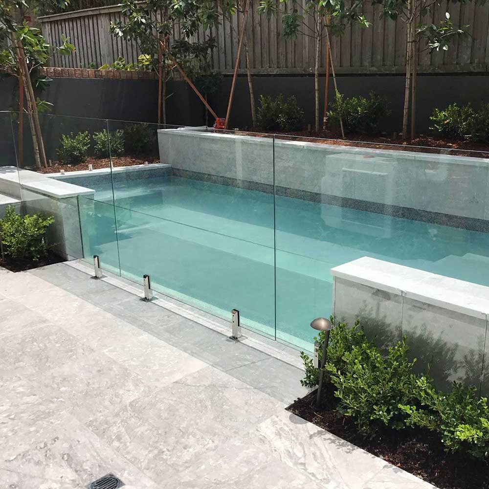 Grey Sky Limestone 400x400x20mm Natural Stone Pavers - 1st Quality - Laid around Swimming Pool - Available at Simon's Seconds