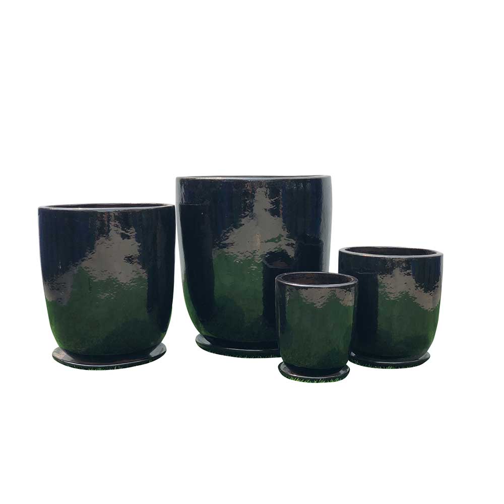 Primo High Cup Glazed Pot - Black - Northcote Pottery - Available at Simon's Seconds