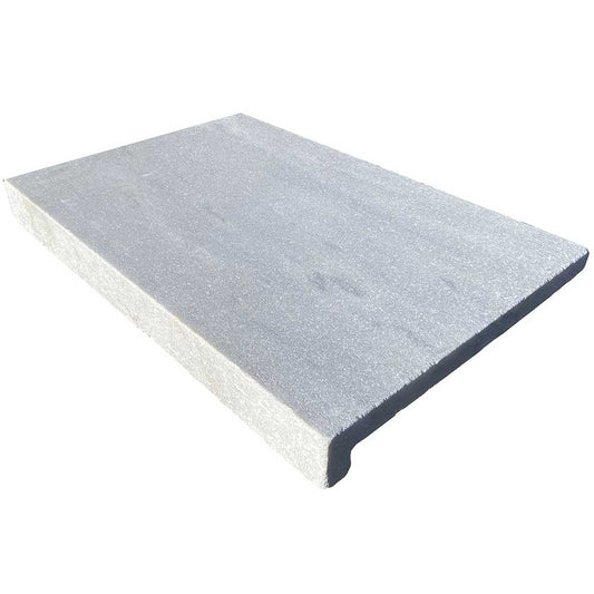 Luce Grey Sandblasted Tumbled Limestone 600x400x30/60mm Drop Nose Coping - 1st Quality - Single Piece - Available at Simon's Seconds