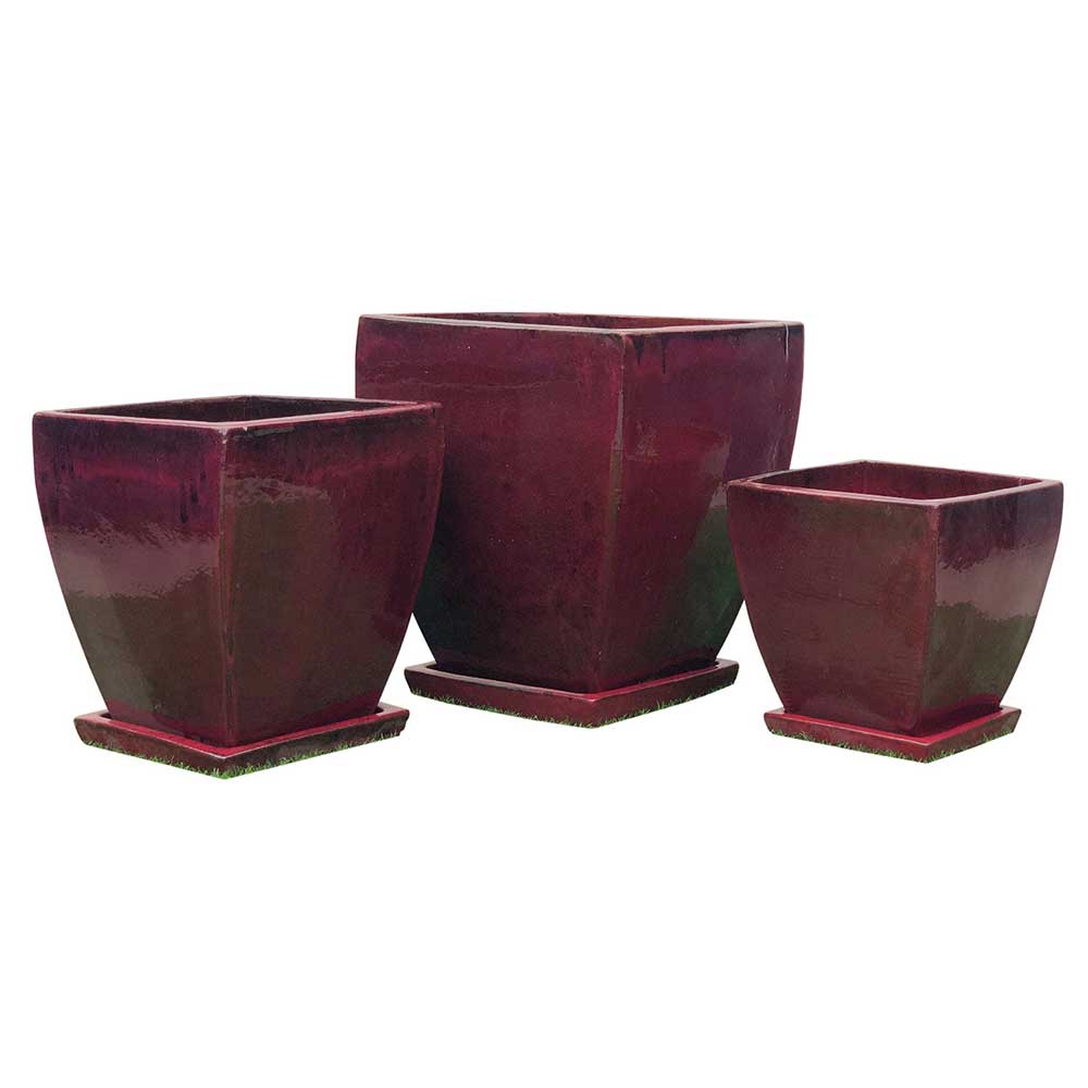 Primo Milan Curved Glazed Pot - Wine - Northcote Pottery - Available at Simon's Seconds