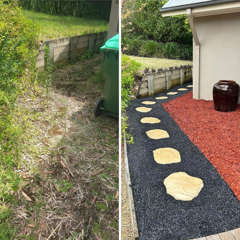 Myst Concrete Stepping Stone - Sandstone - 1st Quality - Before and After picture - Available at Simon's Seconds