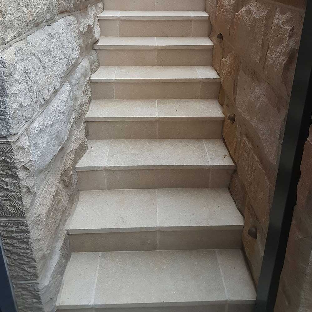Oryx Tumbled Limestone 600x400x30mm Natural Stone Pavers - 1st Quality - Stairs - Available at Simon's Seconds