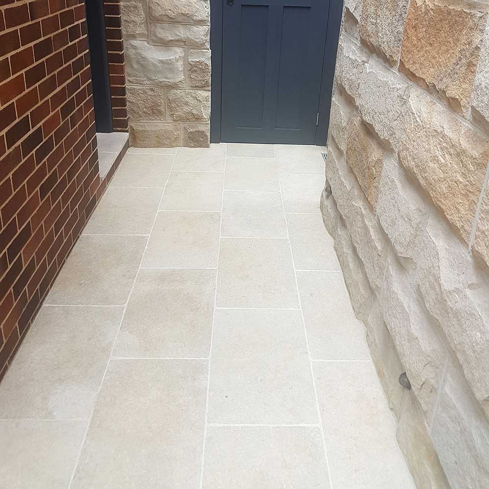 Oryx Tumbled Limestone 600x400x30mm Natural Stone Pavers - 1st Quality - Pathway - Available at Simon's Seconds
