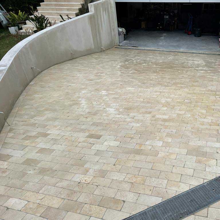 Portland Limestone Cobble 200x100x30mm Natural Stone Pavers - 1st Quality - Laid on Driveway - Available at Simon's Seconds