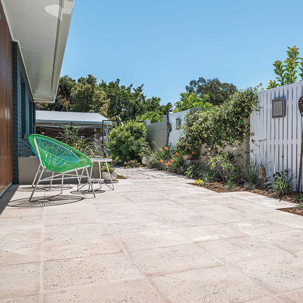 Travertine 500x500x40mm Concrete Pavers - Smoke - Factory Seconds