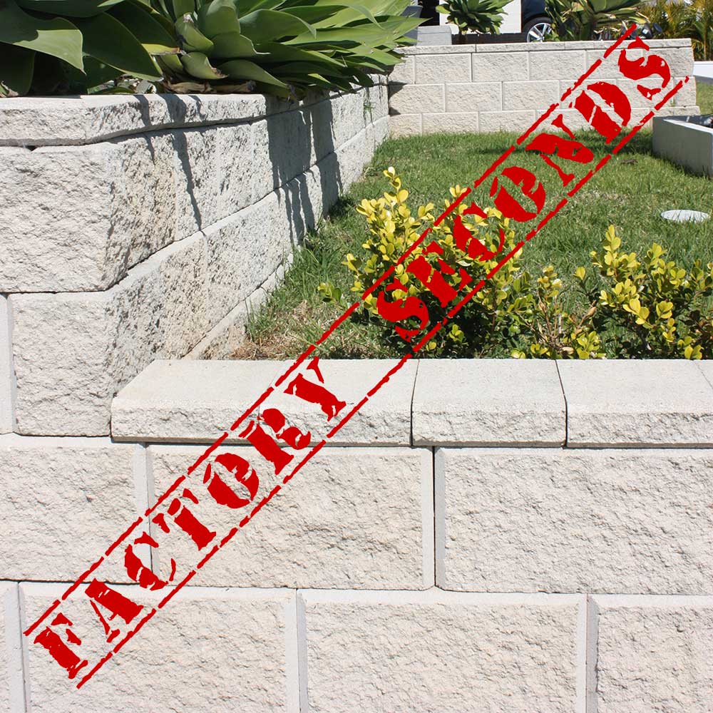 Tasman Dry Stack Retaining Wall Full Block - Opal White - Factory Seconds - Laid Retaining Wall - Available at Simon's Seconds