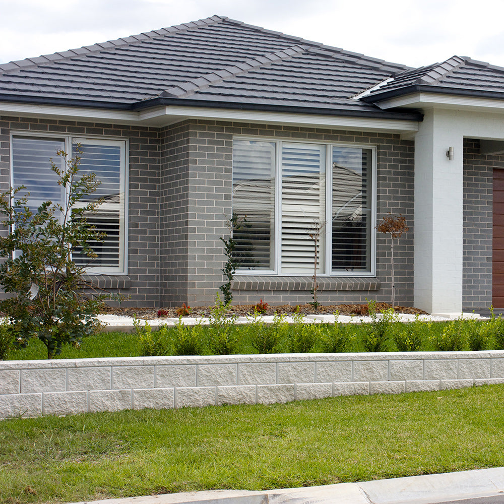 Tasman Dry Stack Retaining Wall Full Block - Opal White - 1st Quality - Front Yard Small Wall - Available at Simon's Seconds