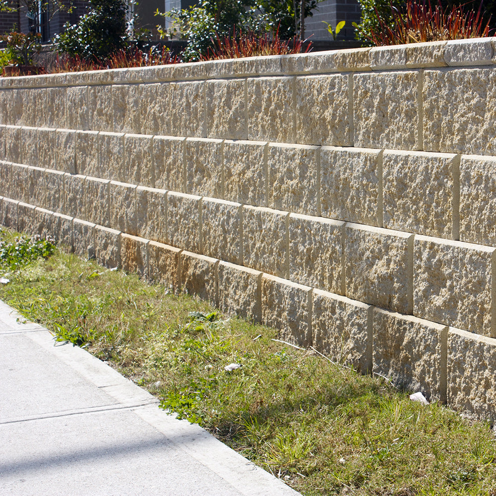 Tasman Dry Stack Retaining Wall Full Block - Yellow Rock - 1st Quality - Retaining Wall Laid - Available at Simon's Seconds