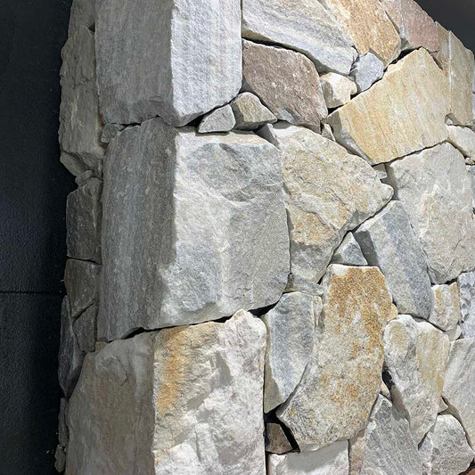 Thredbo Quartz Random Natural Stone Cladding Corner - Sold per Lm only -1st Quality - Available at Simon's Seconds