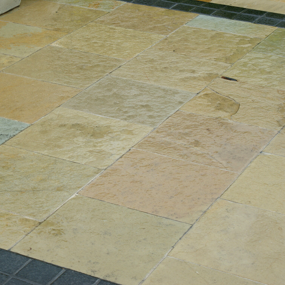 Tuscan Beige Limestone 400x400x25mm Natural Stone Pavers - 1st Quality - Laid in display - Available at Simon's Seconds