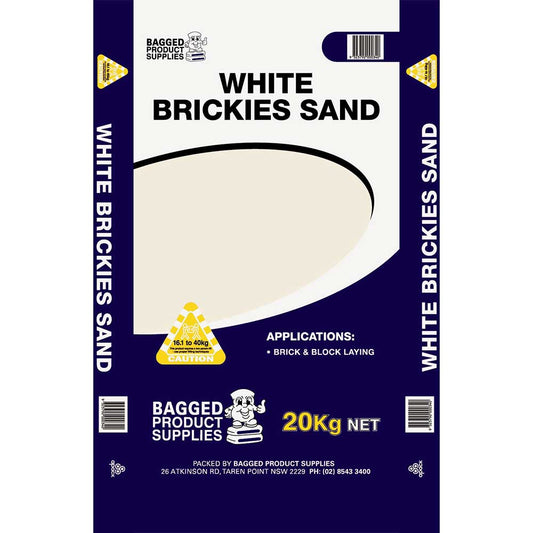 White Brickies Sand - 20kg Bag - 1st Quality - Available at Simon's Seconds